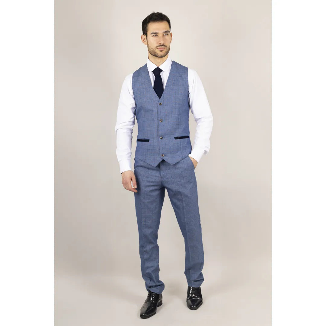 Colete masculino Earl azul xadrez