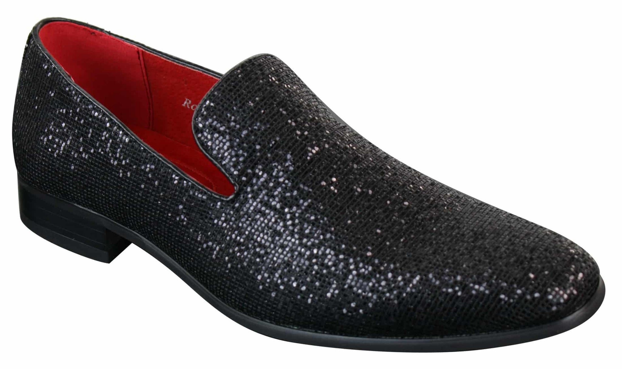 Rossellini Eastend Sapatos Masculinos Brilhantes Slip On com Glitter em Couro Envernizado para Festas