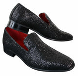 Rossellini Eastend Sapatos Masculinos Brilhantes Slip On com Glitter em Couro Envernizado para Festas