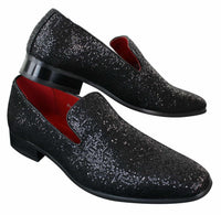 Rossellini Eastend Sapatos Masculinos Brilhantes Slip On com Glitter em Couro Envernizado para Festas