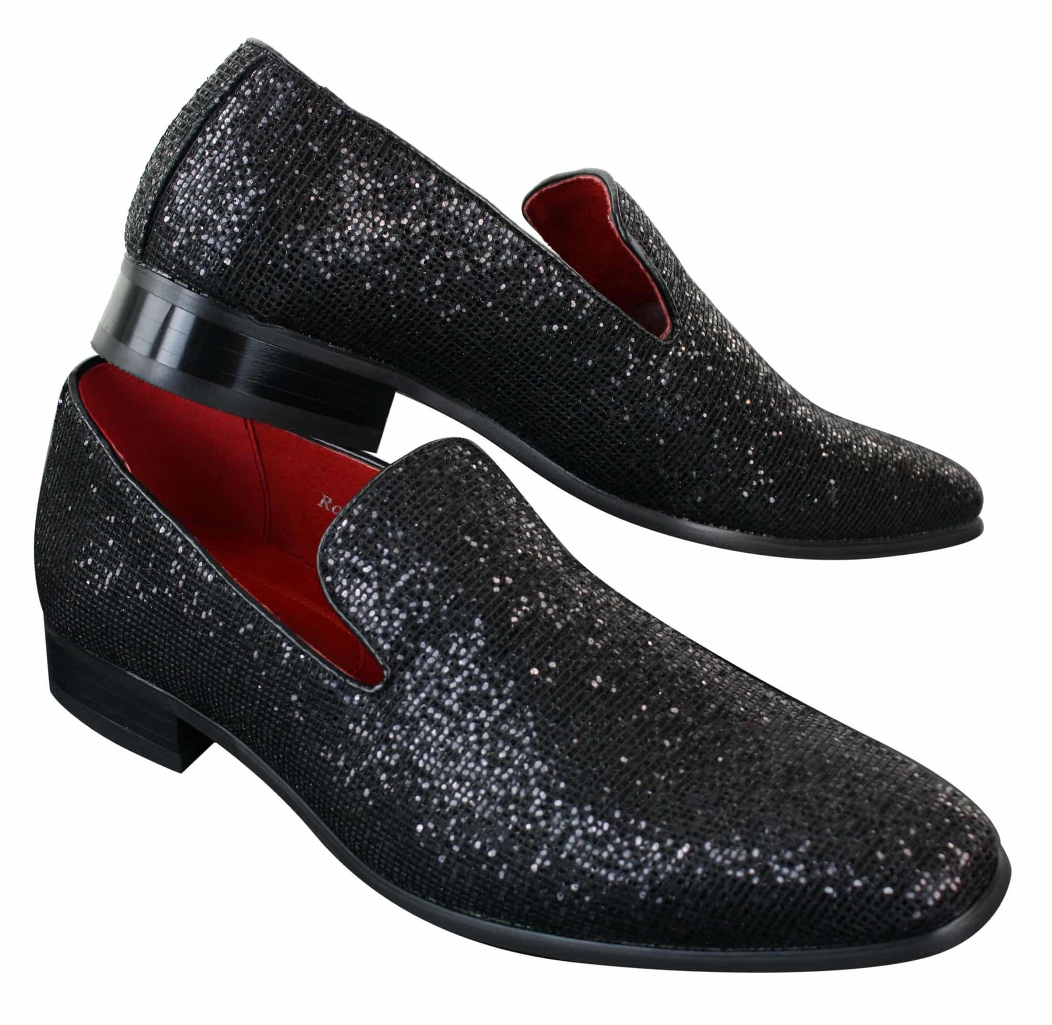 Rossellini Eastend Sapatos Masculinos Brilhantes Slip On com Glitter em Couro Envernizado para Festas
