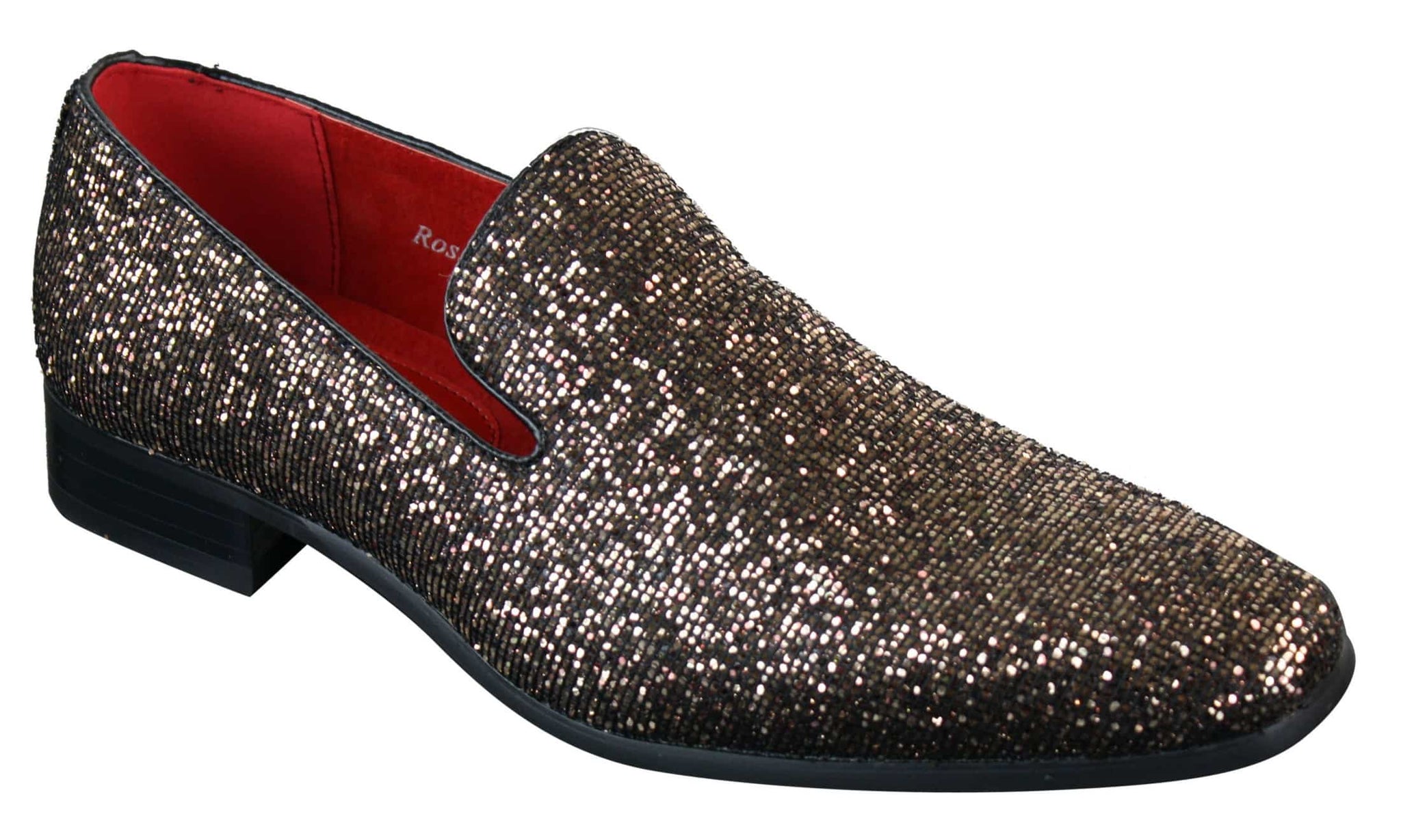 Rossellini Eastend Sapatos Masculinos Brilhantes Slip On com Glitter em Couro Envernizado para Festas