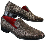 Rossellini Eastend Sapatos Masculinos Brilhantes Slip On com Glitter em Couro Envernizado para Festas