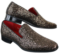 Rossellini Eastend Sapatos Masculinos Brilhantes Slip On com Glitter em Couro Envernizado para Festas