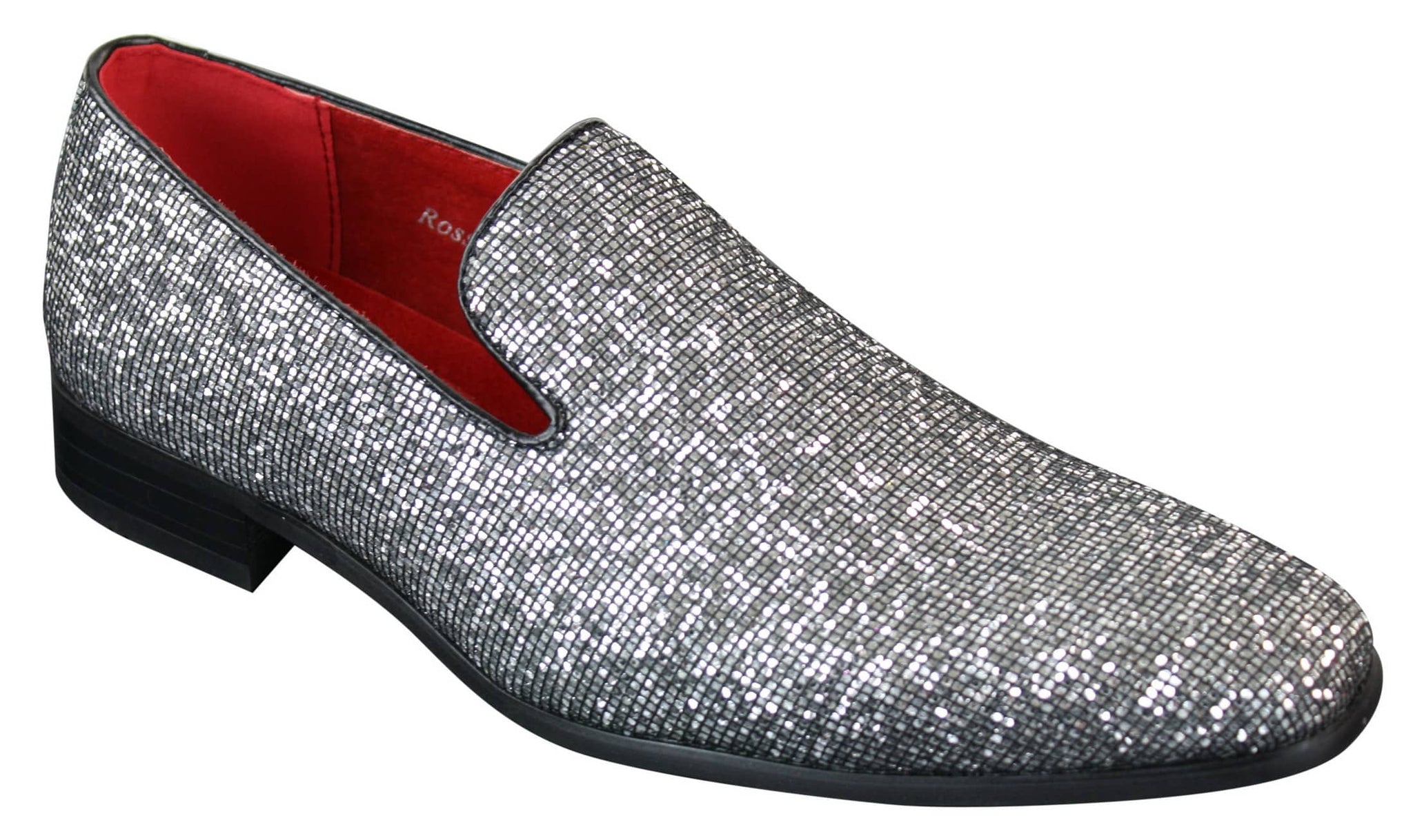 Rossellini Eastend Sapatos Masculinos Brilhantes Slip On com Glitter em Couro Envernizado para Festas