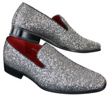 Rossellini Eastend Sapatos Masculinos Brilhantes Slip On com Glitter em Couro Envernizado para Festas