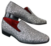 Rossellini Eastend Sapatos Masculinos Brilhantes Slip On com Glitter em Couro Envernizado para Festas