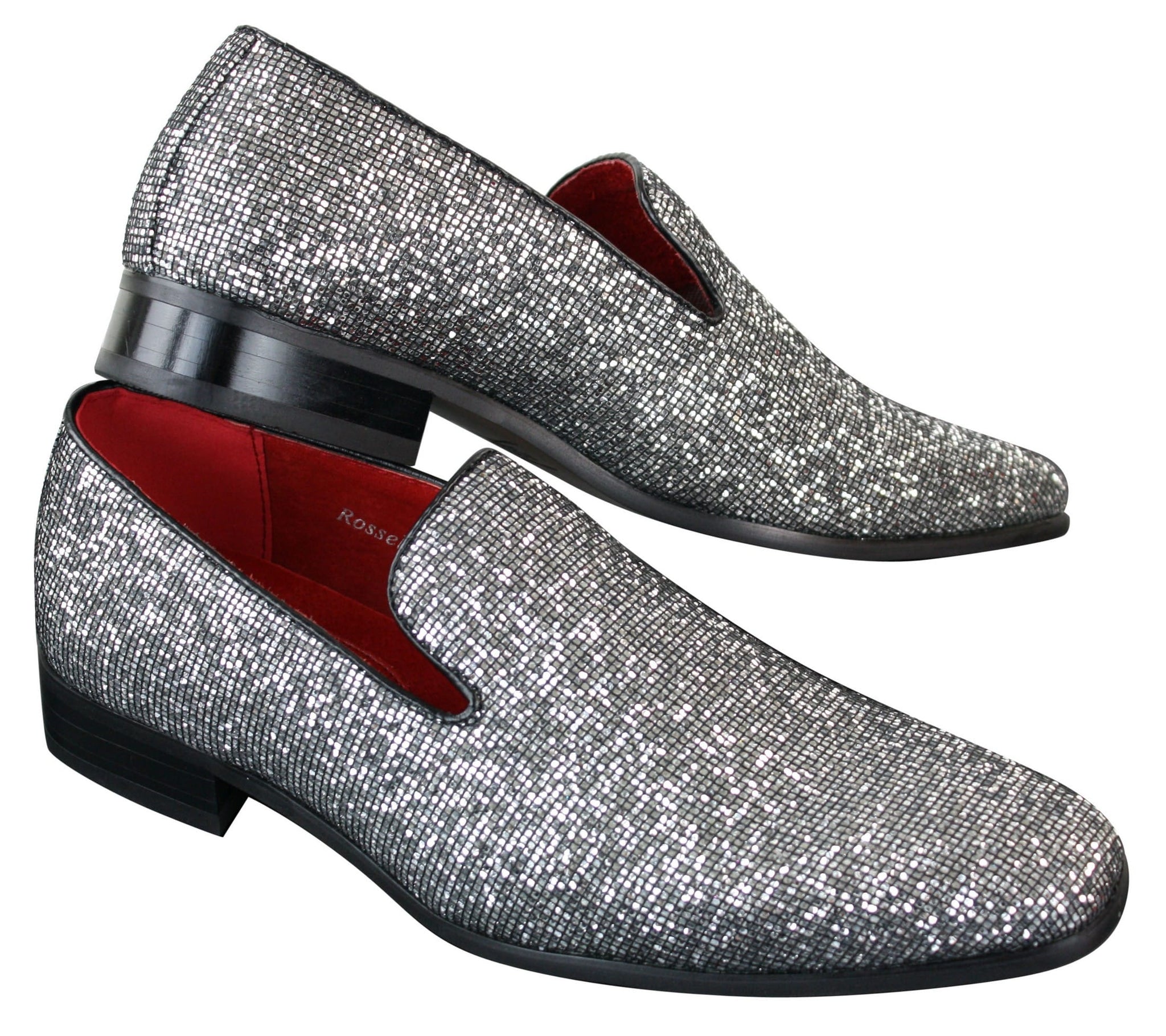 Rossellini Eastend Sapatos Masculinos Brilhantes Slip On com Glitter em Couro Envernizado para Festas