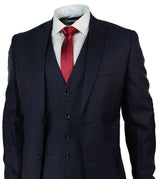 Terno masculino azul marinho xadrez de 3 peças