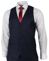 Terno masculino azul marinho xadrez de 3 peças