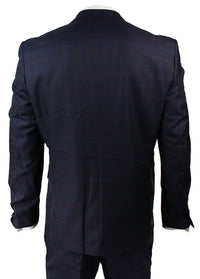 Terno masculino azul marinho xadrez de 3 peças