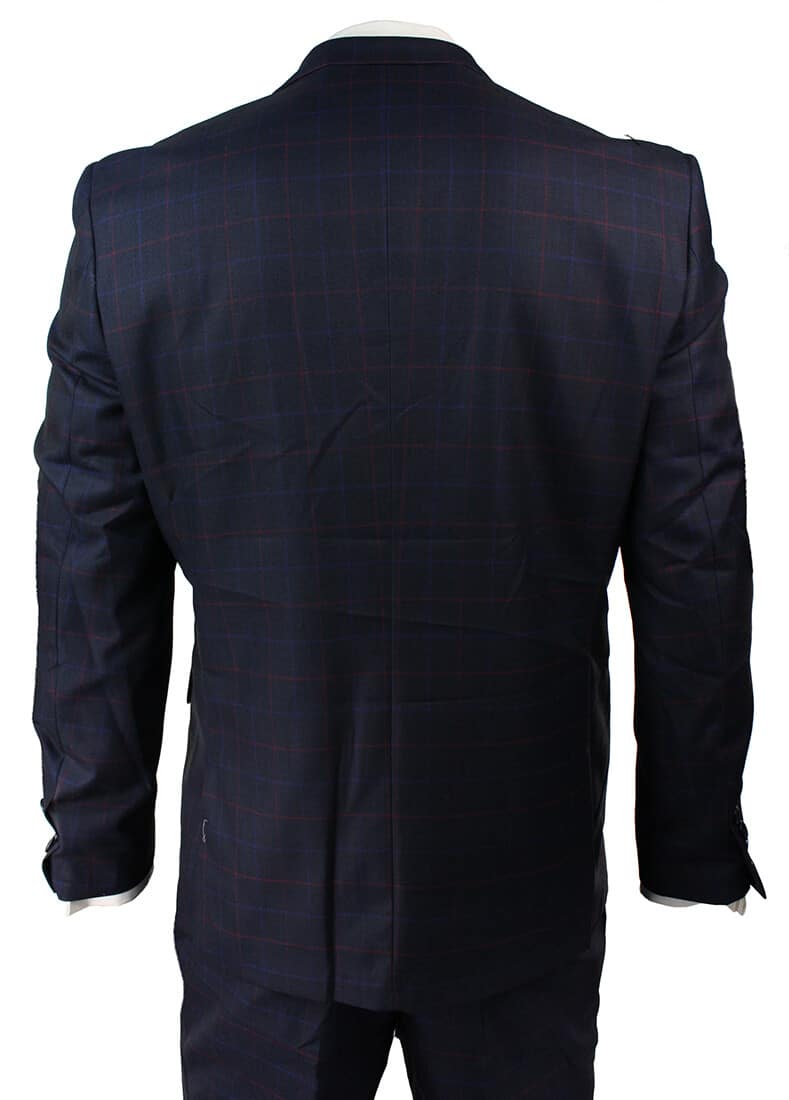 Terno masculino azul marinho xadrez de 3 peças
