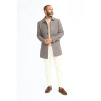 Eddie - Sobretudo masculino em tweed de lã marrom-claro