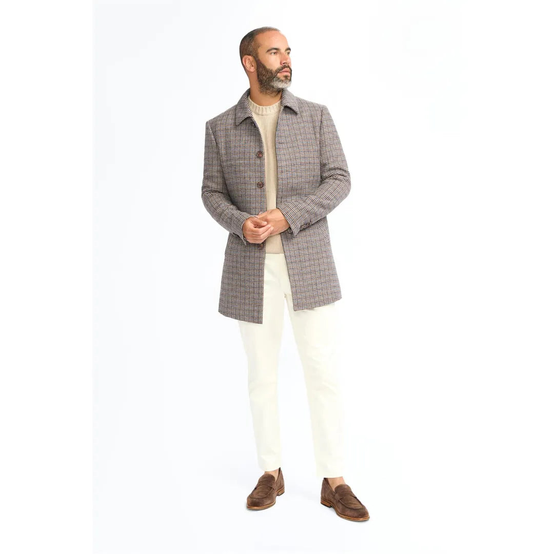 Eddie - Sobretudo masculino em tweed de lã marrom-claro