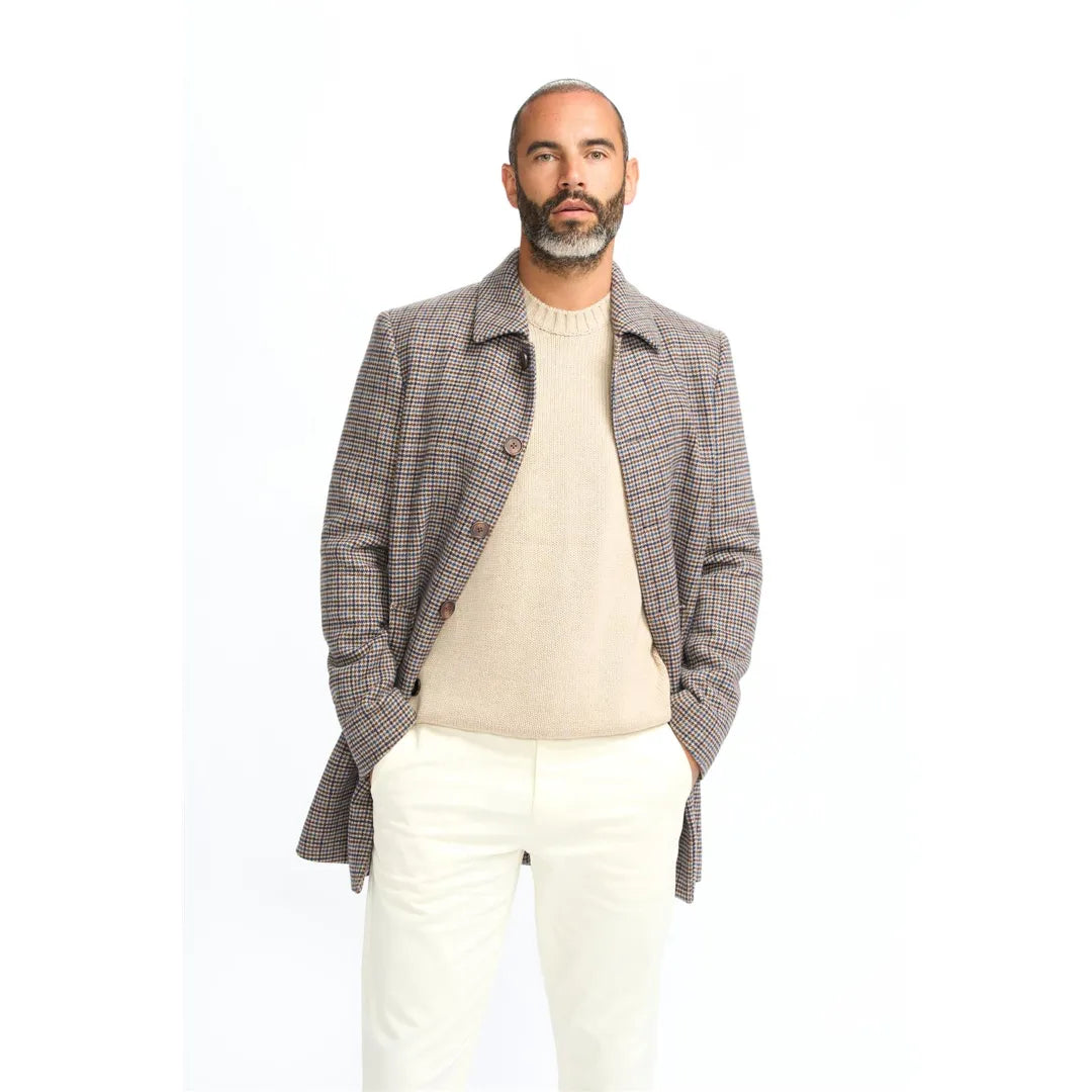 Eddie - Sobretudo masculino em tweed de lã marrom-claro