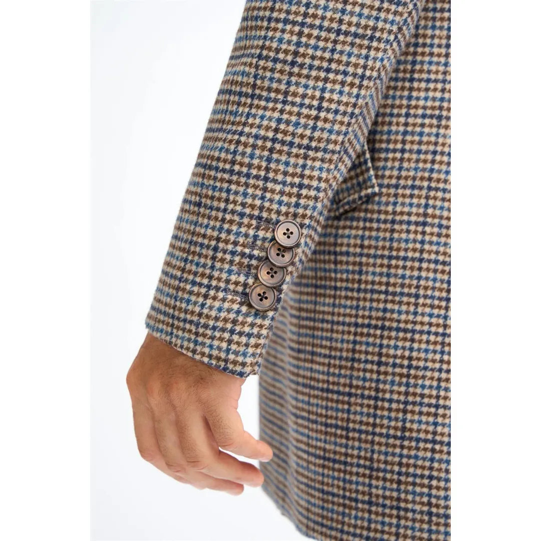 Eddie - Sobretudo masculino em tweed de lã marrom-claro
