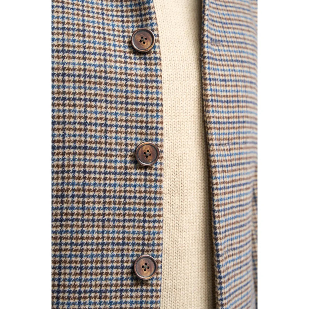 Eddie - Sobretudo masculino em tweed de lã marrom-claro