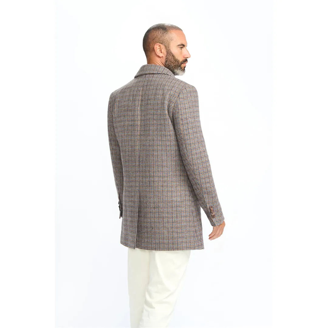 Eddie - Sobretudo masculino em tweed de lã marrom-claro