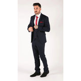 Terno masculino xadrez azul marinho de 3 peças vermelho Edinson Marc Darcy clássico vintage para casamento