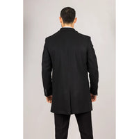Sobretudo masculino clássico preto em lã mista com gola.