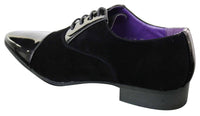 EL0136 - Sapatos masculinos de camurça brilhante com cadarço e acabamento envernizado