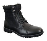 Botas militares de cano curto estilo militar retrô, masculinas, em couro camurça PU com forro de lã.