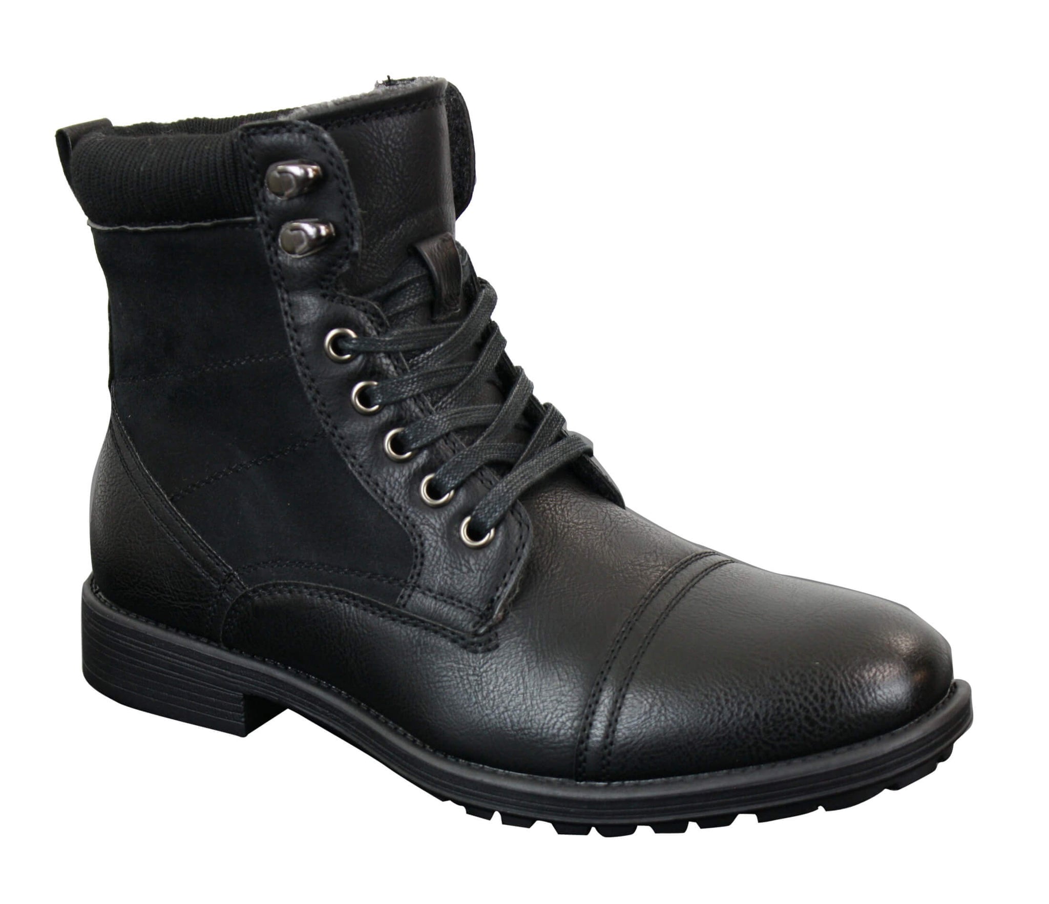 Botas militares de cano curto estilo militar retrô, masculinas, em couro camurça PU com forro de lã.