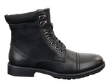 Botas militares de cano curto estilo militar retrô, masculinas, em couro camurça PU com forro de lã.