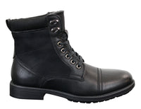 Botas militares de cano curto estilo militar retrô, masculinas, em couro camurça PU com forro de lã.