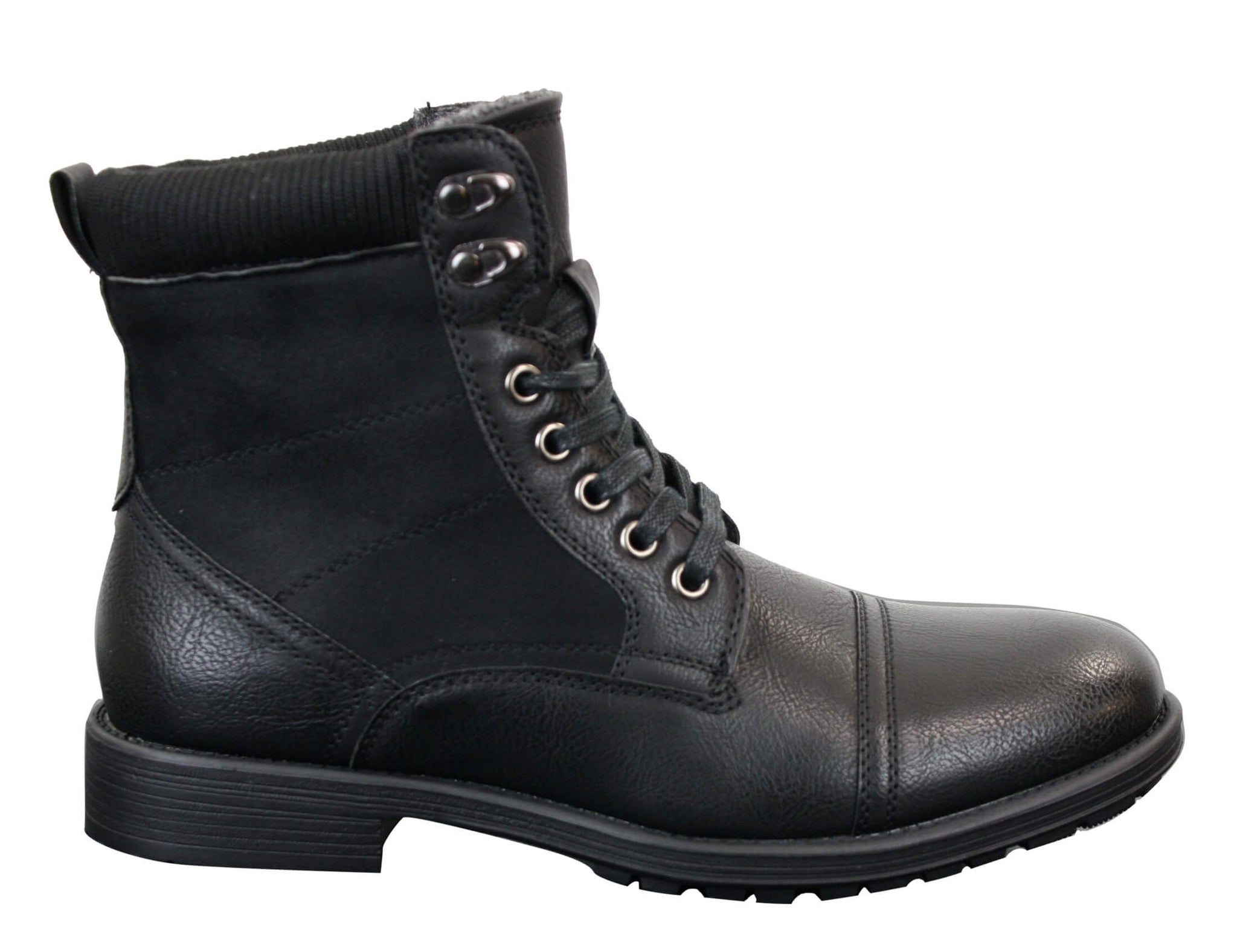 Botas militares de cano curto estilo militar retrô, masculinas, em couro camurça PU com forro de lã.