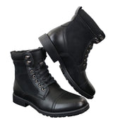 Botas militares de cano curto estilo militar retrô, masculinas, em couro camurça PU com forro de lã.