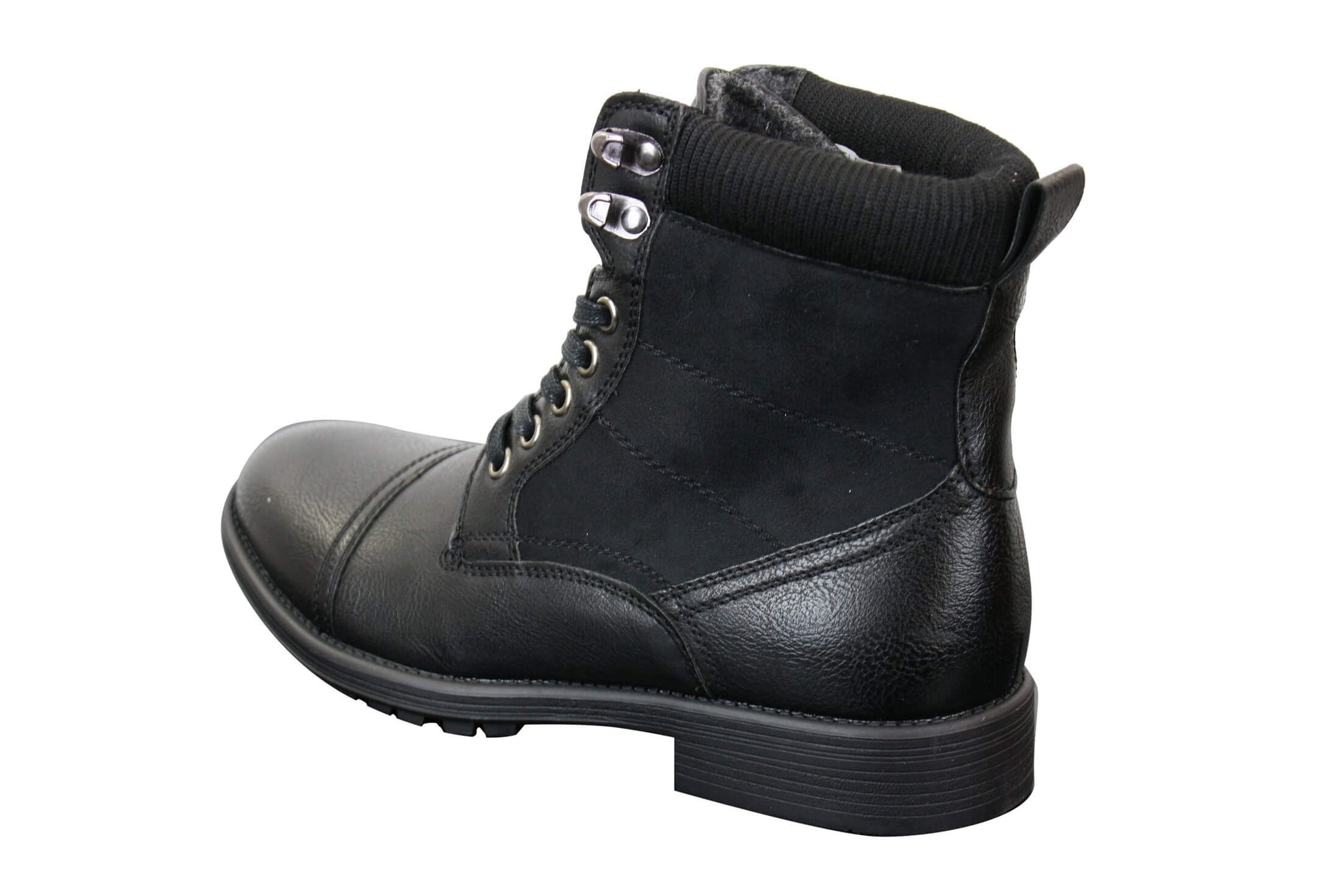 Botas militares de cano curto estilo militar retrô, masculinas, em couro camurça PU com forro de lã.