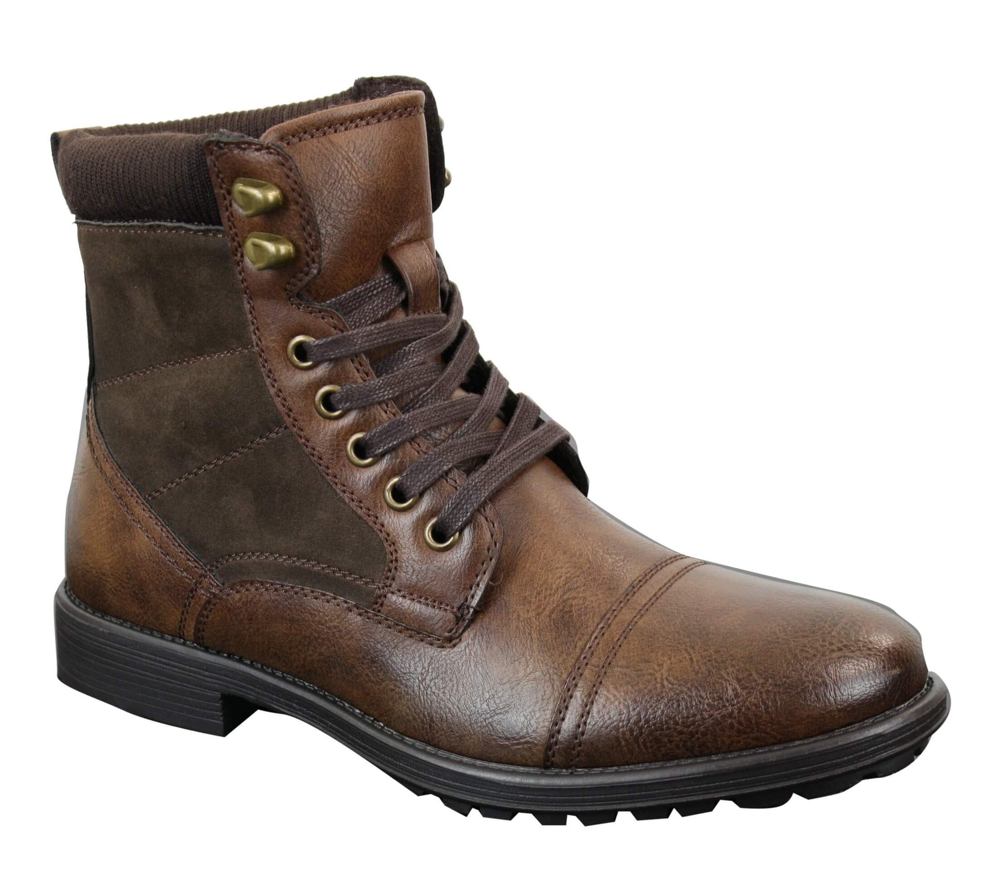 Botas militares de cano curto estilo militar retrô, masculinas, em couro camurça PU com forro de lã.
