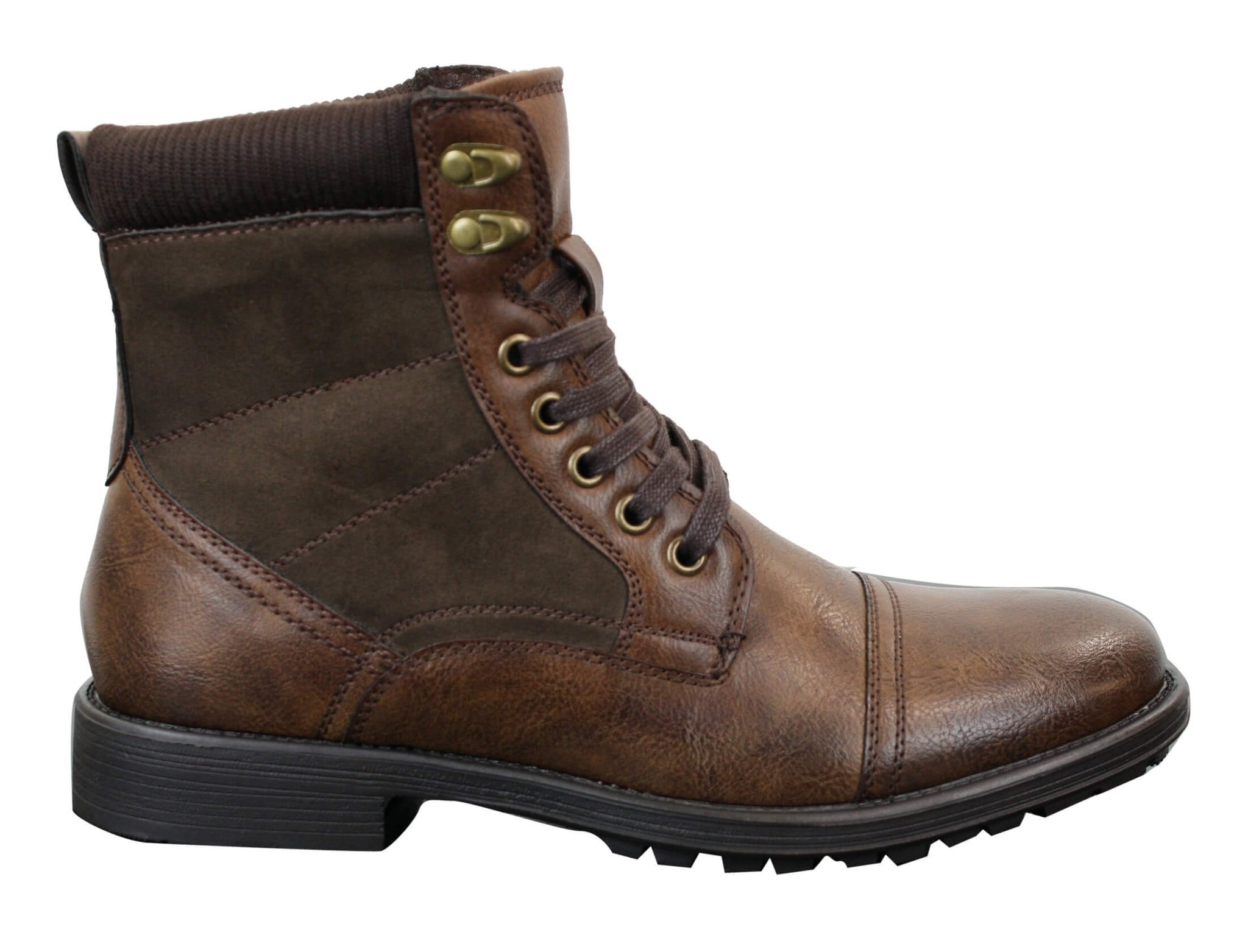 Botas militares de cano curto estilo militar retrô, masculinas, em couro camurça PU com forro de lã.