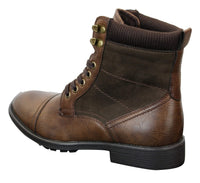 Botas militares de cano curto estilo militar retrô, masculinas, em couro camurça PU com forro de lã.