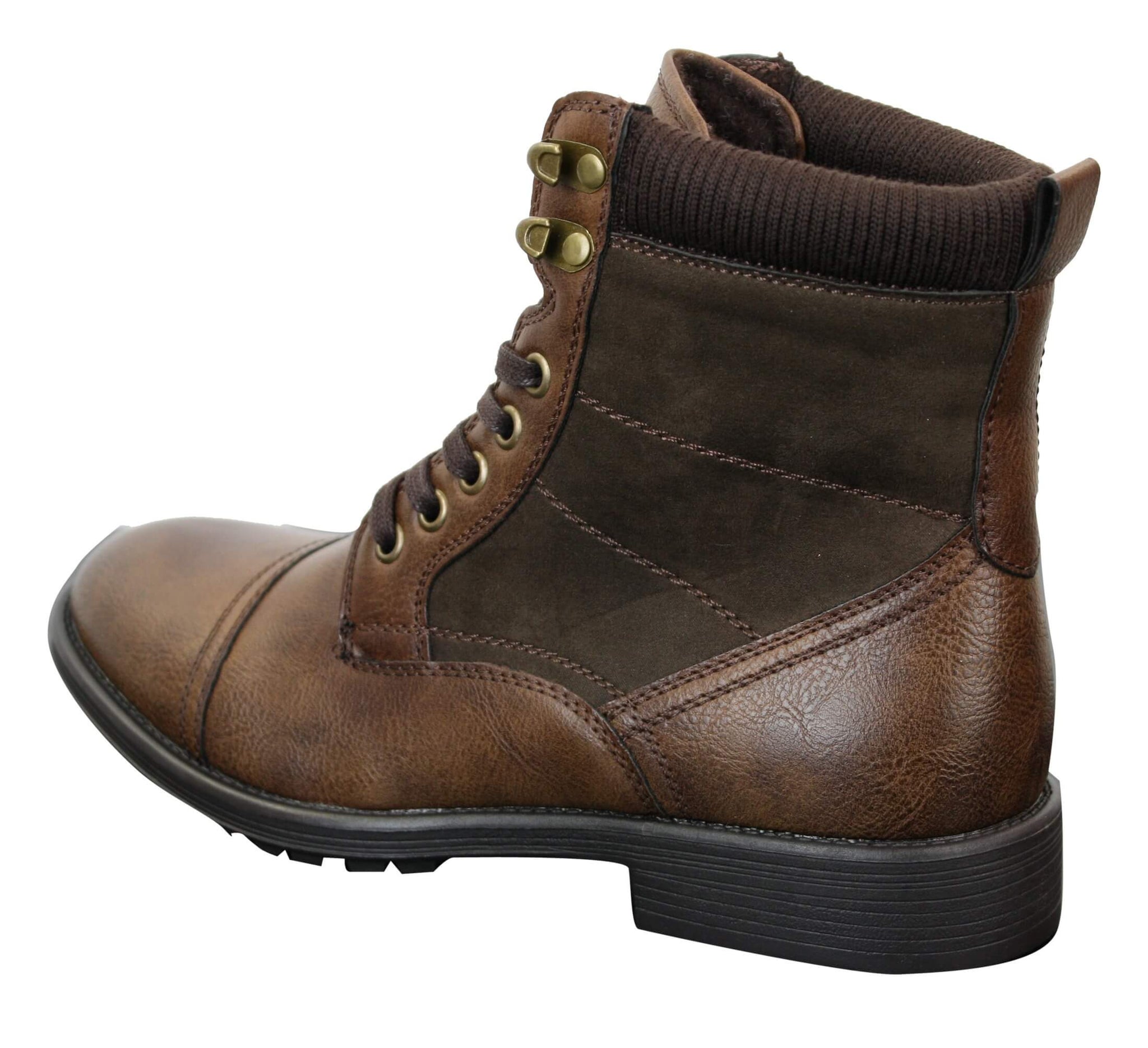 Botas militares de cano curto estilo militar retrô, masculinas, em couro camurça PU com forro de lã.