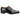 Sapatos Oxford masculinos elegantes e formais, em verniz preto, com cadarço, bico redondo clássico.