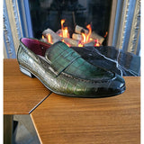 Mocassins sociais masculinos verdes sem fecho