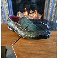Mocassins sociais masculinos verdes sem fecho
