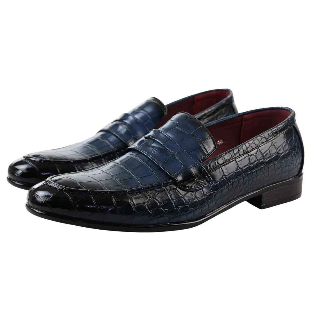 Mocassins masculinos formais azul-marinho