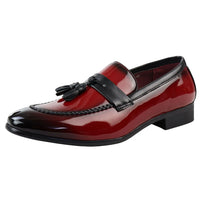 Mocassins vermelhos de verniz com borla para homem