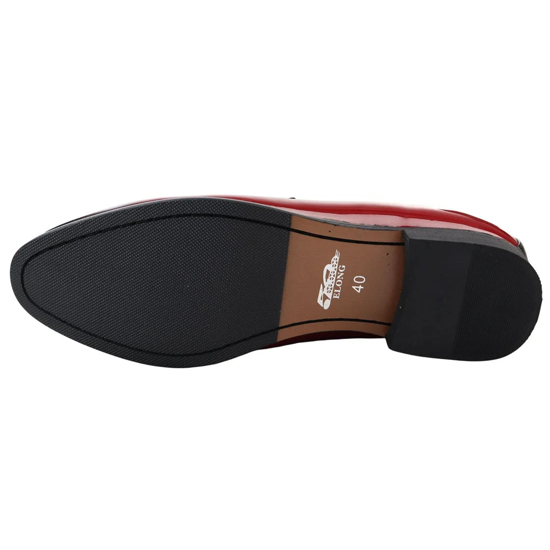 Mocassins vermelhos de verniz com borla para homem