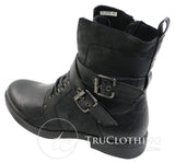 Botas masculinas punk rock góticas emo de cano curto em couro marrom e preto com fivela