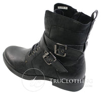 Botas masculinas punk rock góticas emo de cano curto em couro marrom e preto com fivela