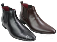 Botas de cano curto masculinas em couro preto e marrom, modelo italiano elegante, com cadarço.