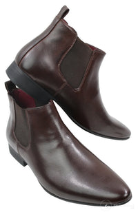Botas de cano curto masculinas em couro preto e marrom, modelo italiano elegante, com cadarço.