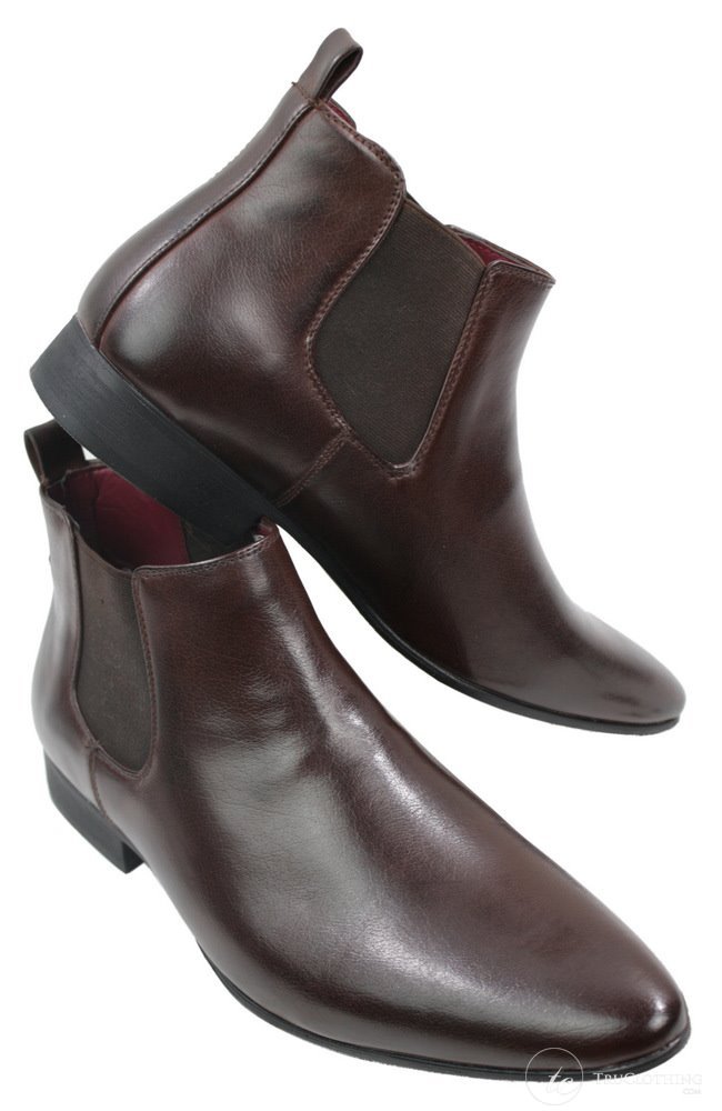 Botas de cano curto masculinas em couro preto e marrom, modelo italiano elegante, com cadarço.