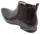 Botas de cano curto masculinas em couro preto e marrom, modelo italiano elegante, com cadarço.