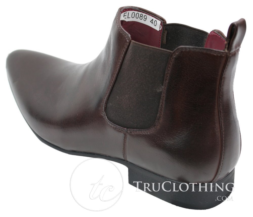 Botas de cano curto masculinas em couro preto e marrom, modelo italiano elegante, com cadarço.