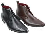 Botas masculinas de cano curto em couro preto e marrom, modelo slip-on, estilo italiano, para revendedor de queijo.